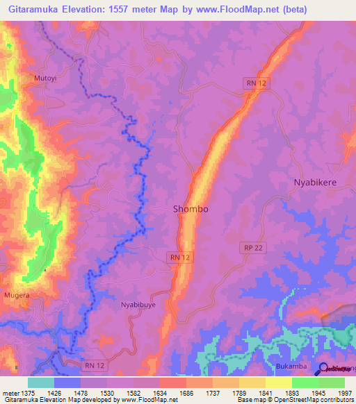 Gitaramuka,Burundi Elevation Map