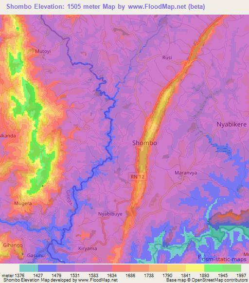 Shombo,Burundi Elevation Map