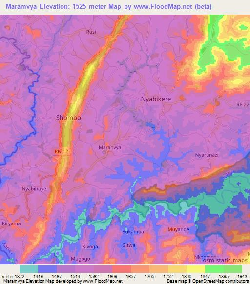 Maramvya,Burundi Elevation Map