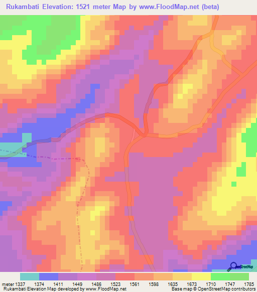 Rukambati,Burundi Elevation Map