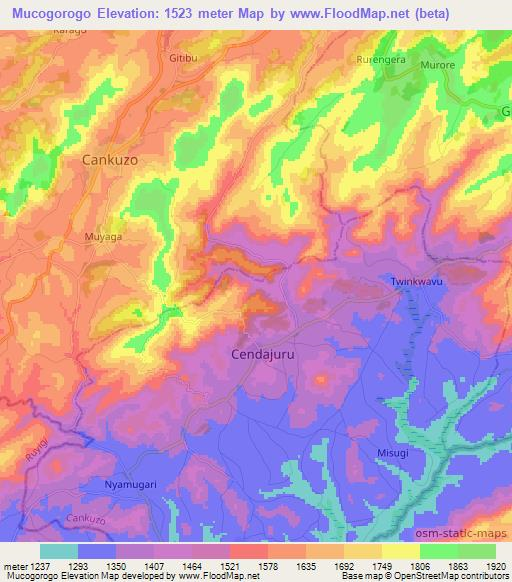 Mucogorogo,Burundi Elevation Map