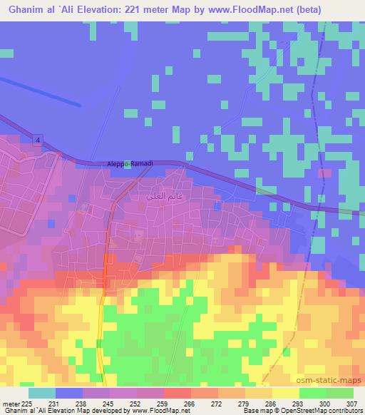 Ghanim al `Ali,Syria Elevation Map