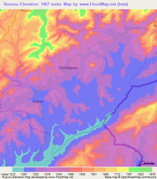 Rusunu,Burundi Elevation Map