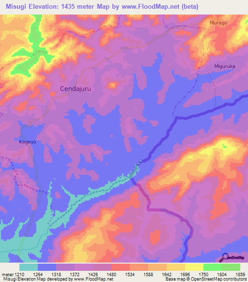 Misugi,Burundi Elevation Map