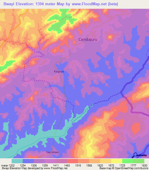 Bwayi,Burundi Elevation Map