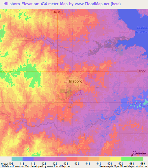 Elevation of Hillsboro,US Elevation Map, Topography, Contour