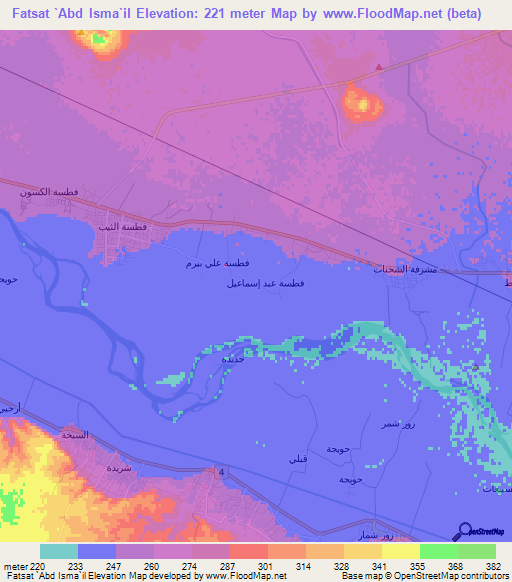 Fatsat `Abd Isma`il,Syria Elevation Map