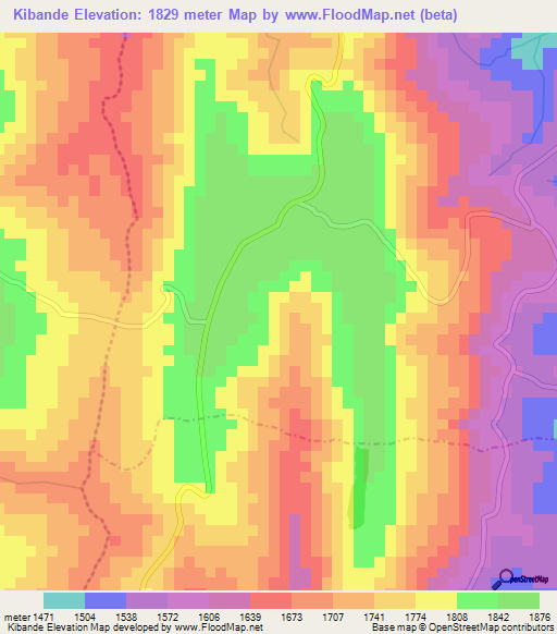 Kibande,Burundi Elevation Map