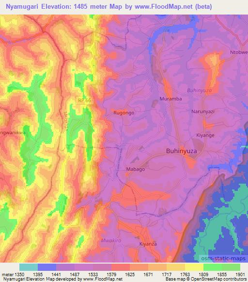 Nyamugari,Burundi Elevation Map