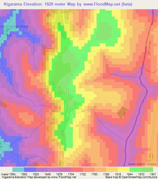 Kigarama,Burundi Elevation Map
