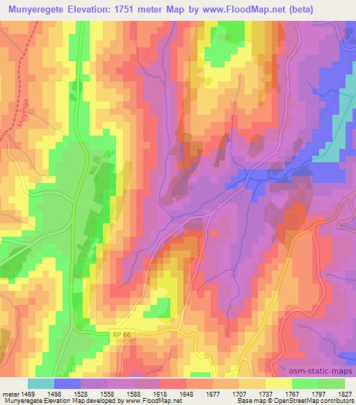 Munyeregete,Burundi Elevation Map
