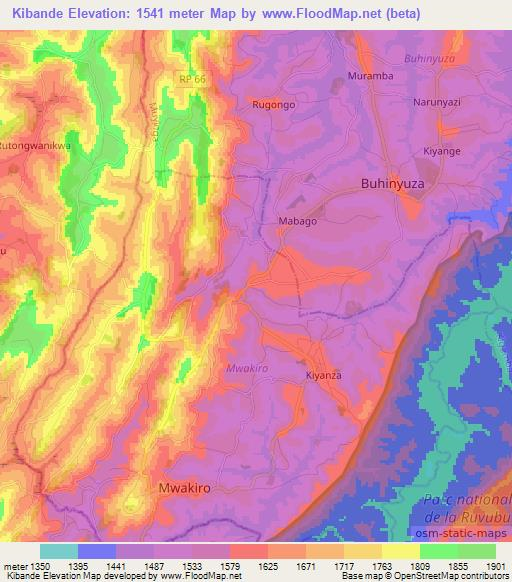Kibande,Burundi Elevation Map