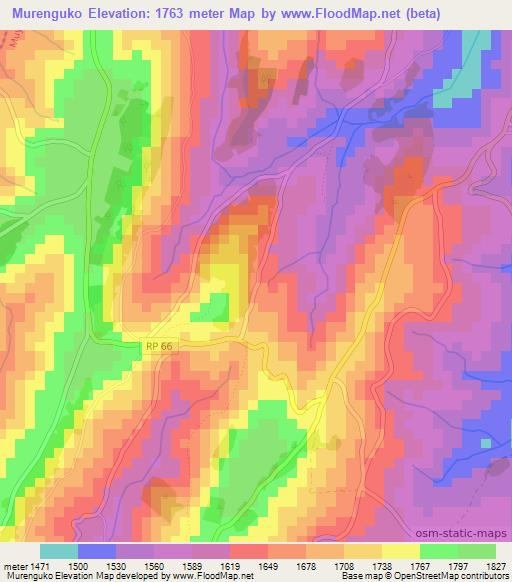 Murenguko,Burundi Elevation Map