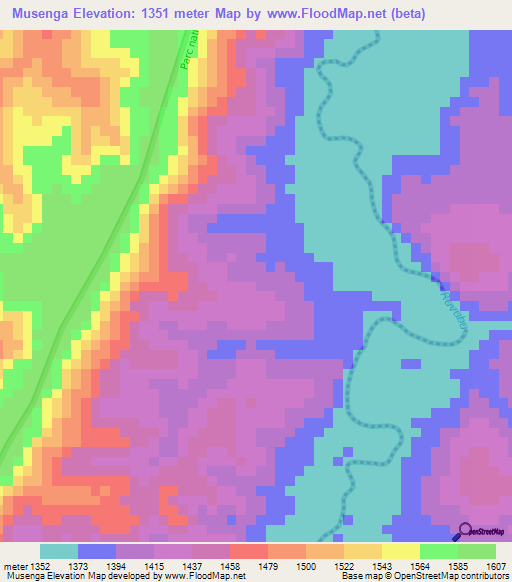Musenga,Burundi Elevation Map