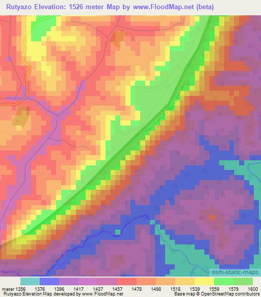 Rutyazo,Burundi Elevation Map
