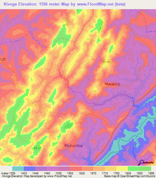 Kivoga,Burundi Elevation Map