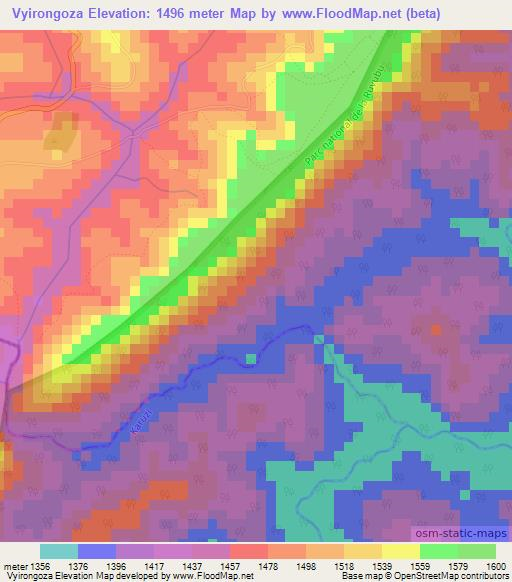 Vyirongoza,Burundi Elevation Map