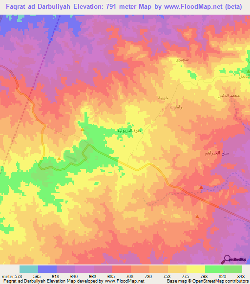 Faqrat ad Darbuliyah,Syria Elevation Map