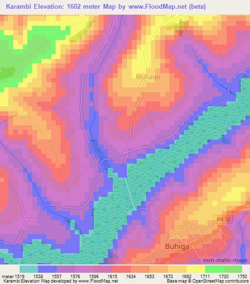 Karambi,Burundi Elevation Map