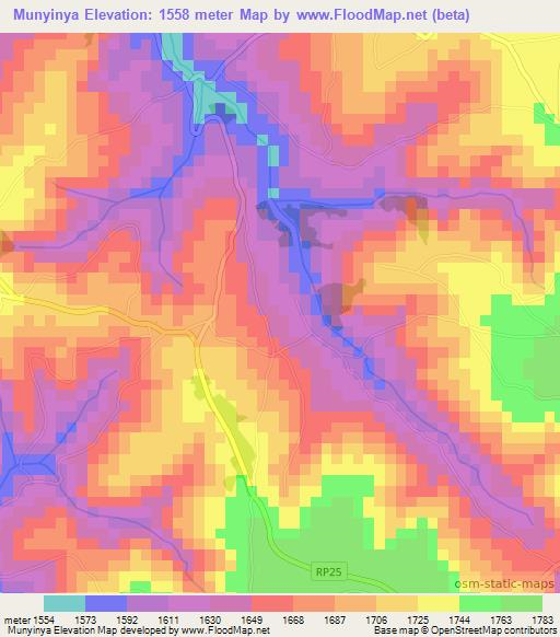 Munyinya,Burundi Elevation Map
