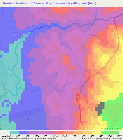 Nimba,Burundi Elevation Map