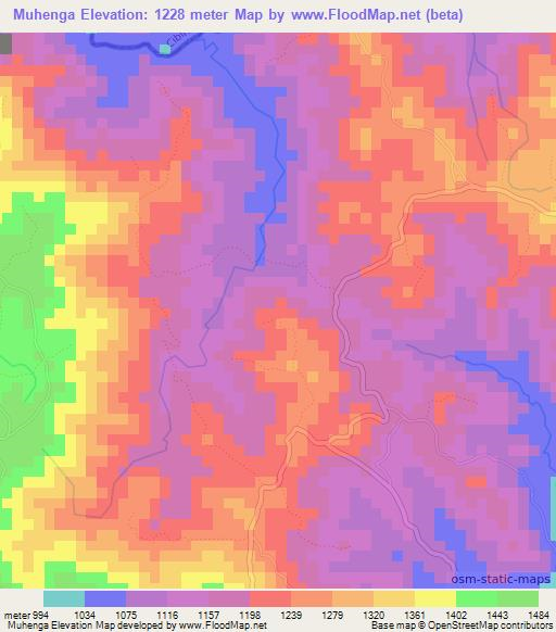 Muhenga,Burundi Elevation Map