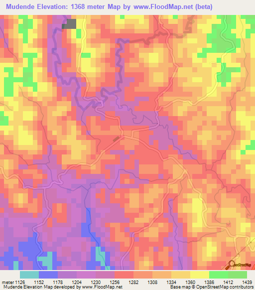 Mudende,Burundi Elevation Map