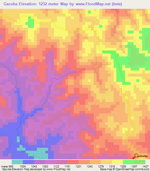 Gacuba,Burundi Elevation Map