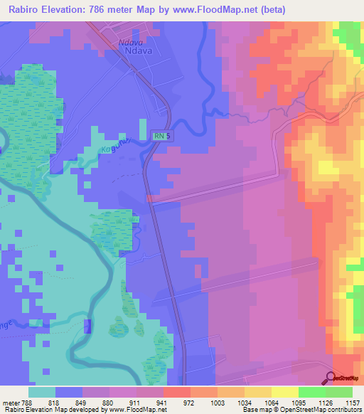 Rabiro,Burundi Elevation Map