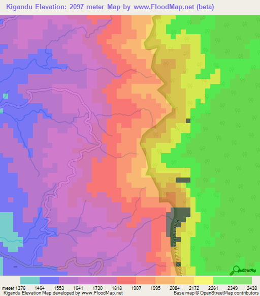 Kigandu,Burundi Elevation Map