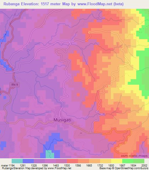Rubanga,Burundi Elevation Map