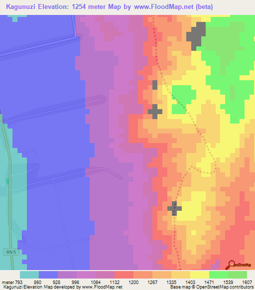 Kagunuzi,Burundi Elevation Map