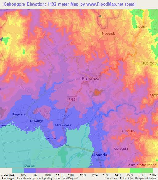 Gahongore,Burundi Elevation Map