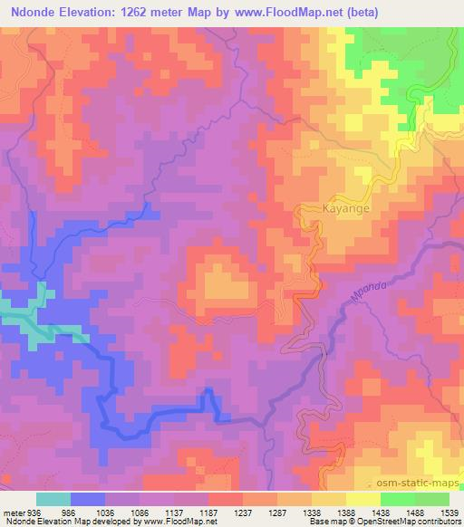 Ndonde,Burundi Elevation Map