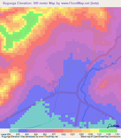 Rugunga,Burundi Elevation Map