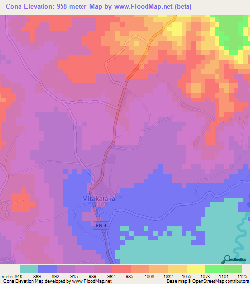 Cona,Burundi Elevation Map