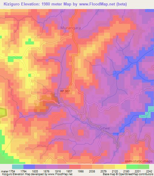 Kiziguro,Burundi Elevation Map