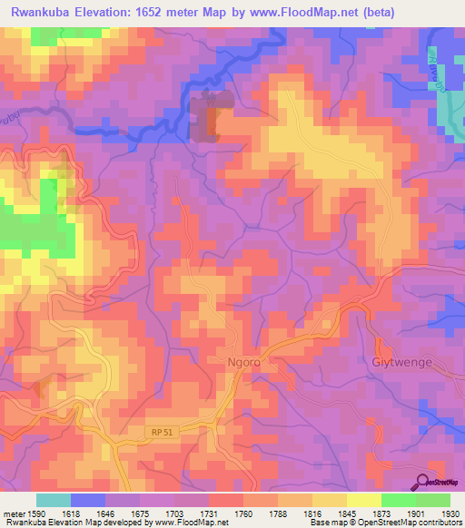 Rwankuba,Burundi Elevation Map