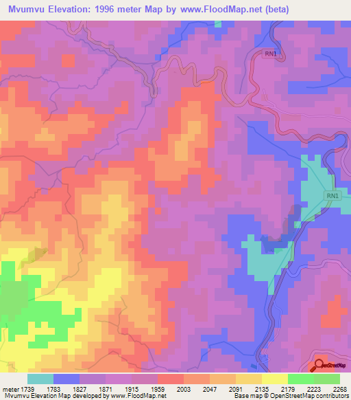 Mvumvu,Burundi Elevation Map