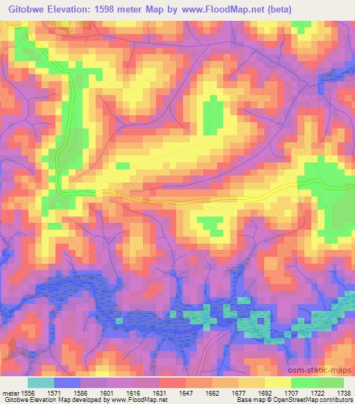 Gitobwe,Burundi Elevation Map