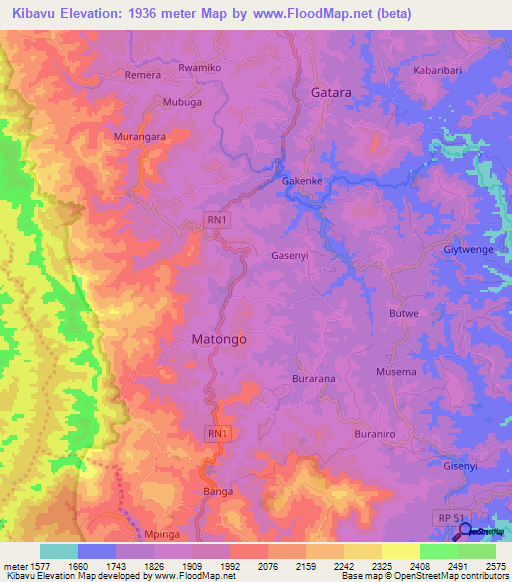 Kibavu,Burundi Elevation Map