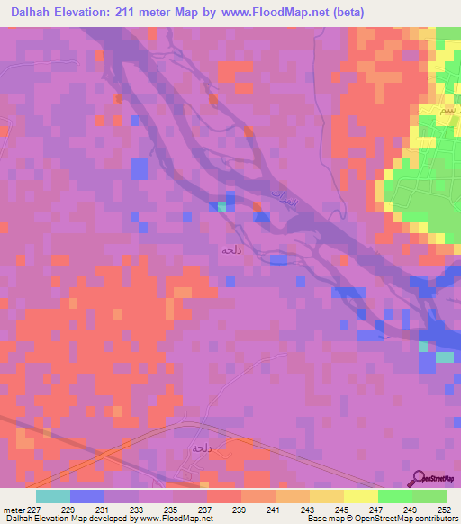 Dalhah,Syria Elevation Map
