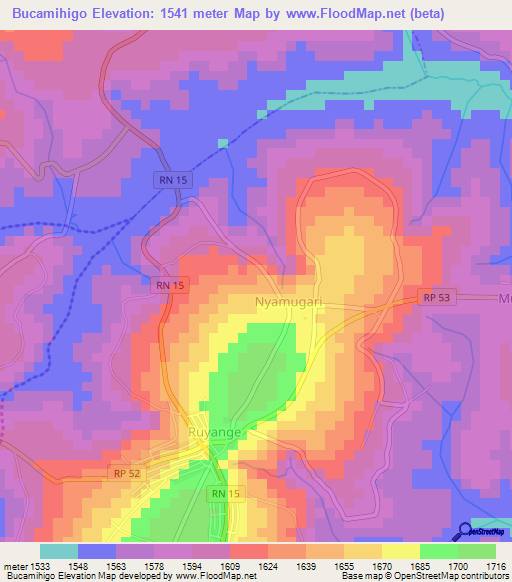 Bucamihigo,Burundi Elevation Map