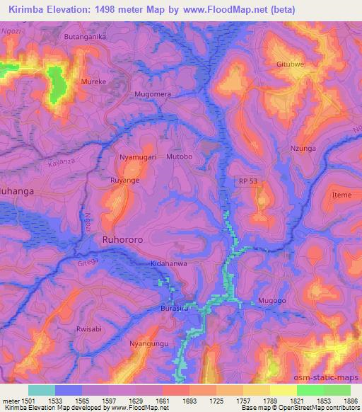 Kirimba,Burundi Elevation Map