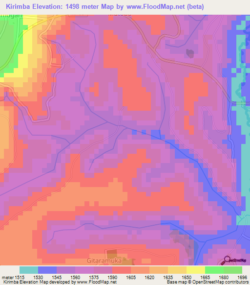 Kirimba,Burundi Elevation Map
