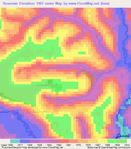 Rusunwe,Burundi Elevation Map