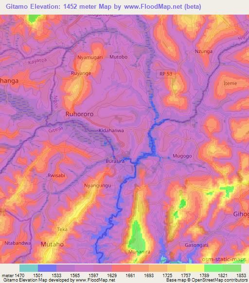 Gitamo,Burundi Elevation Map