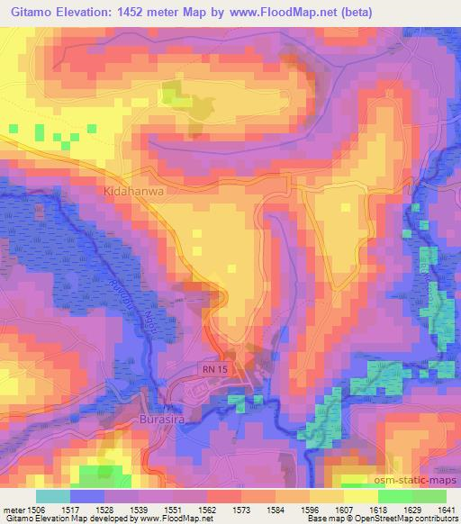 Gitamo,Burundi Elevation Map