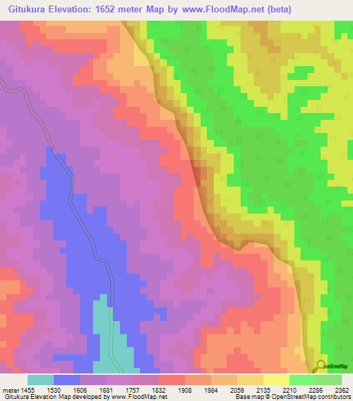 Gitukura,Burundi Elevation Map