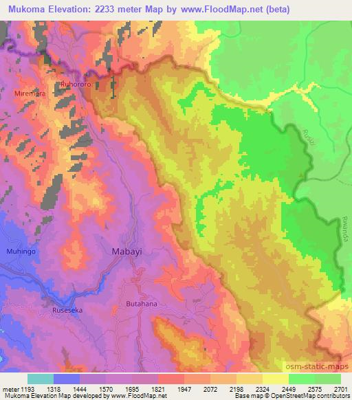 Mukoma,Burundi Elevation Map